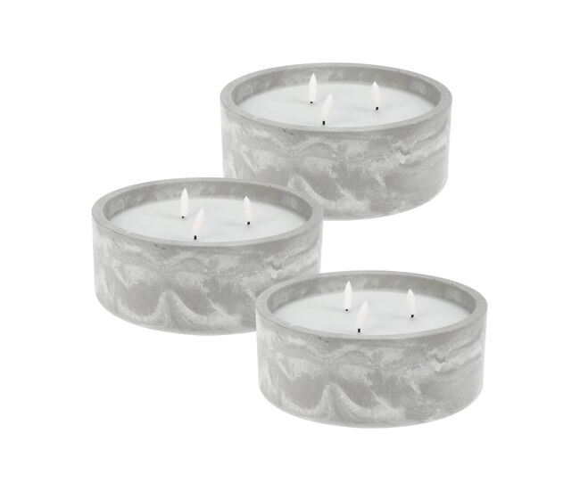 Well home - pacote de 3 velas led redondas cinza mármore