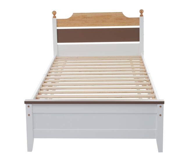 Cama individual com estrutura em madeira 90x200cm - castanho