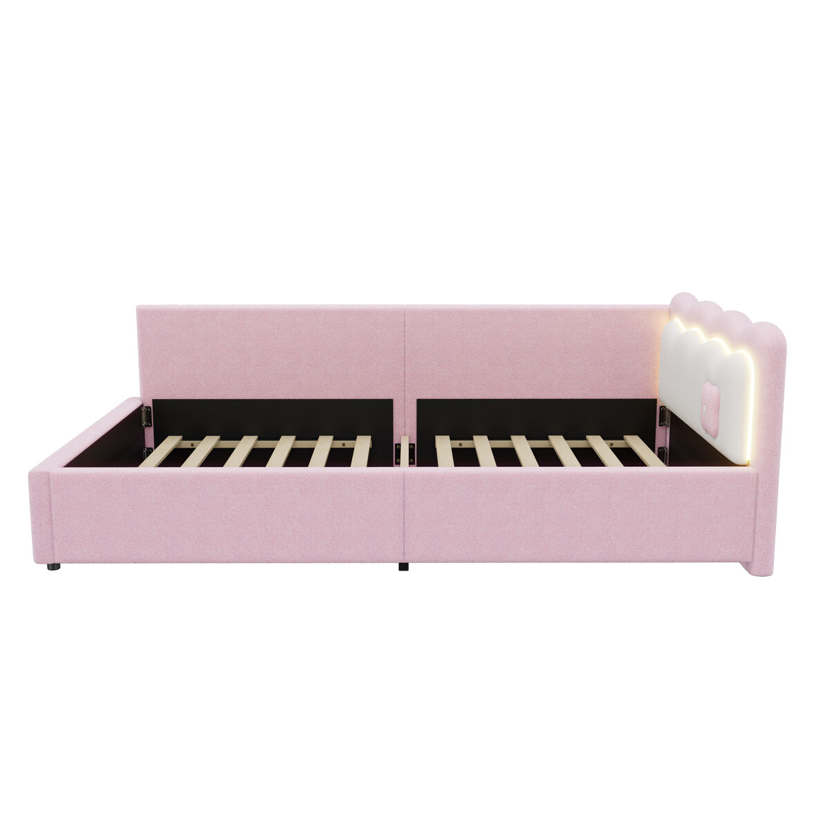Sofá-cama 90x200 cm com led e estrado de ripas - rosa