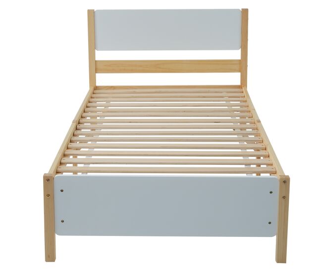 Cama individual de madeira 90x200cm - branco