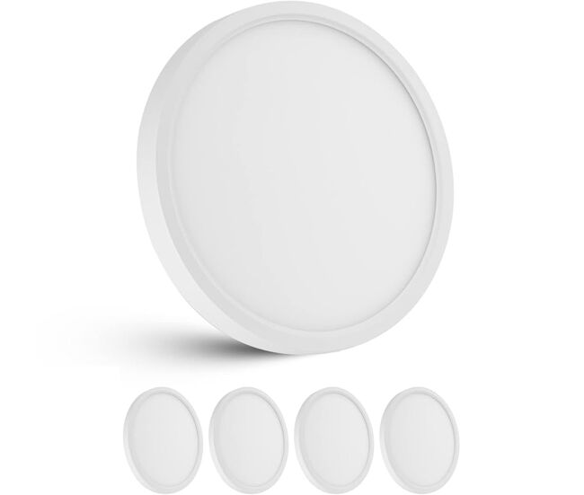 Plafón led pack 4 lâmpada de techo redondo 24w 4000k branco neutro diâmetro 23cm ip44