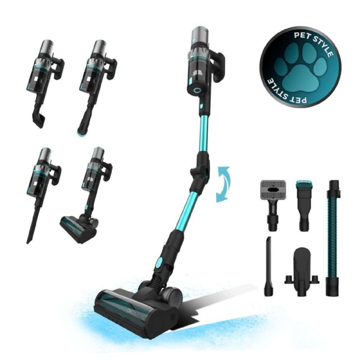 Cecotec aspirateur vertical bldc conga rockstar 2500 thunder pet flex
