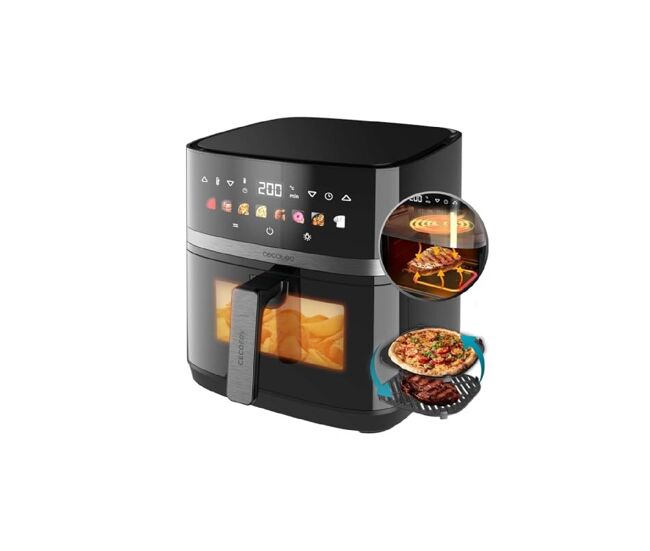 Cecotec cecofry&grill duoheat 8000 fritadeira de ar com dupla resistência para tostado perfeito e sabor a grelha 8l 2200w