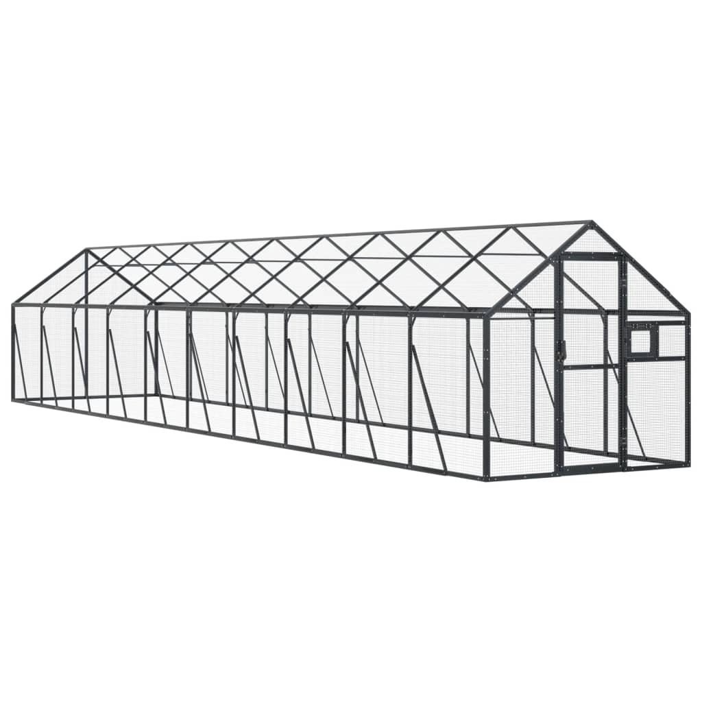 Vidaxl aviário 1,79x10x1,85 m alumínio antracite
