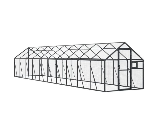 Vidaxl aviário 1,79x10x1,85 m alumínio antracite