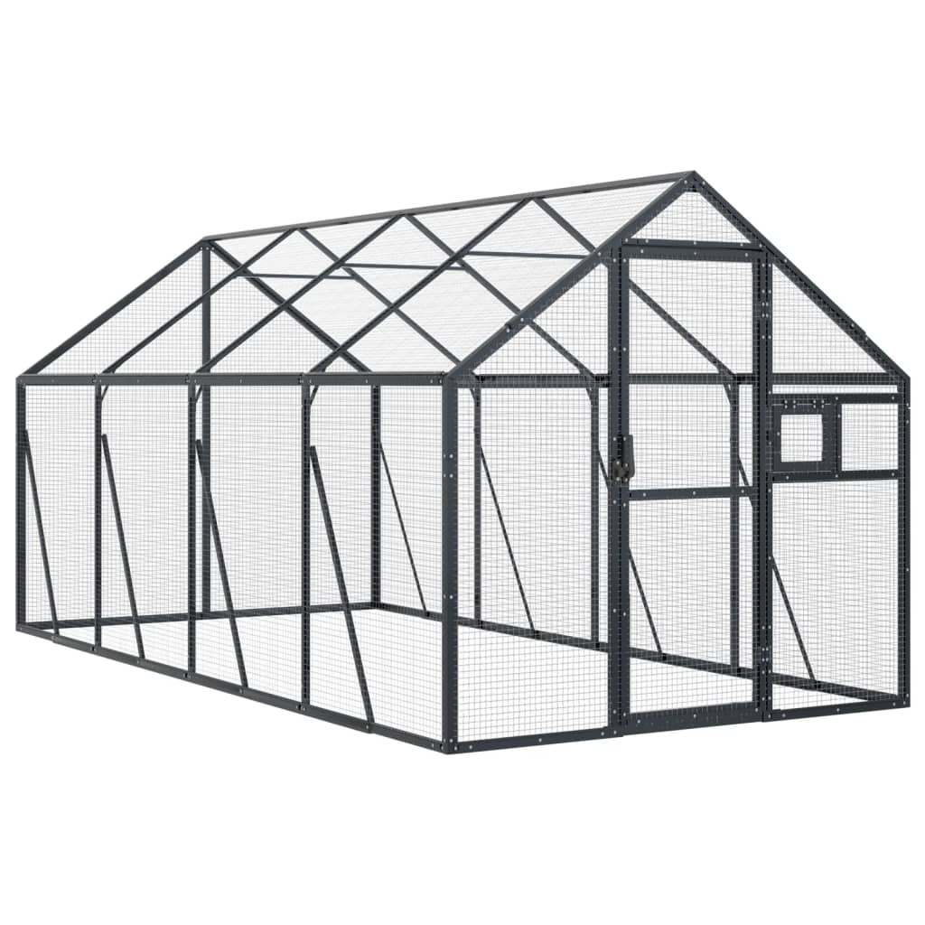 Vidaxl aviário 1,79x4x1,85 m alumínio antracite