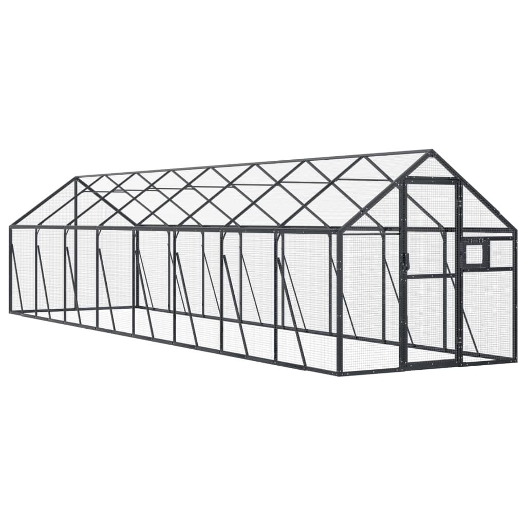 Vidaxl aviário 1,79x8x1,85 m alumínio antracite