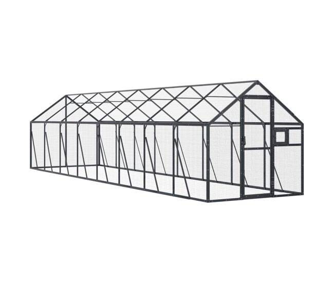 Vidaxl aviário 1,79x8x1,85 m alumínio antracite