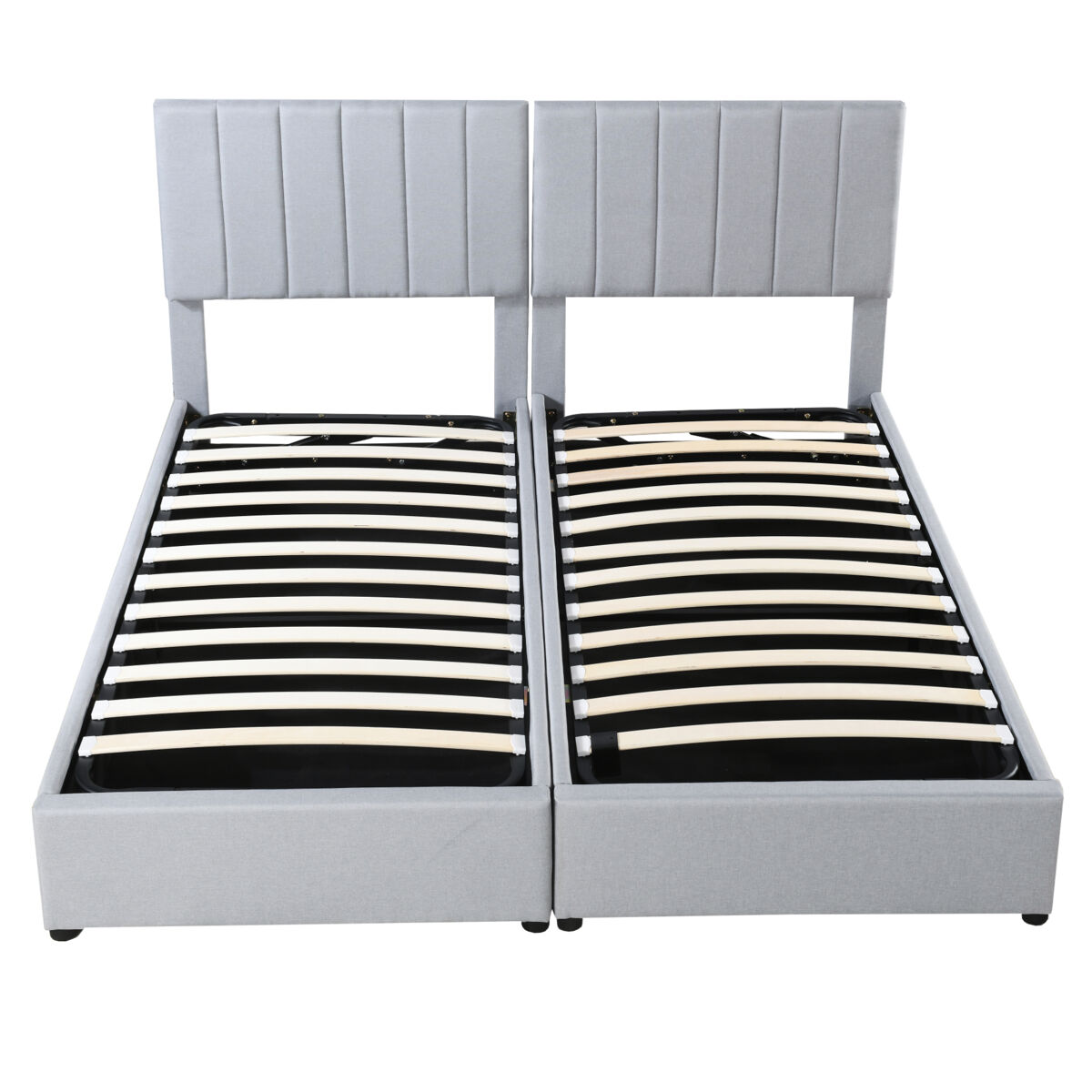 Canapé-lit rembourré en tissu lin - 180x200cm - convertible en 2 lits individuels - gris