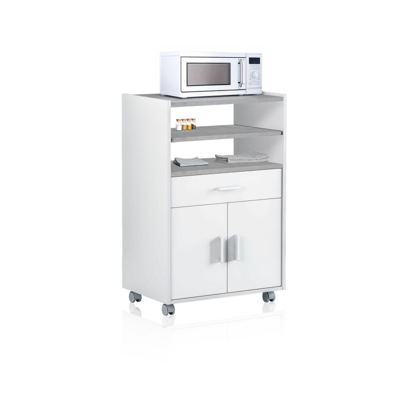 Duehome Armário Para Micro-Ondas Stella Artik ( Mate) - Cinzento Cimento 59 X 92 X 40 Cm Branco