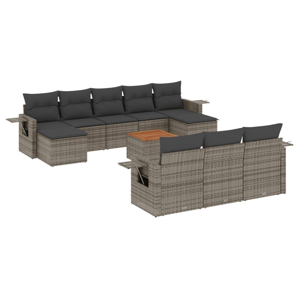 Vidaxl 11 pcs conjunto sofás de jardim c/ almofadões vime pe gris