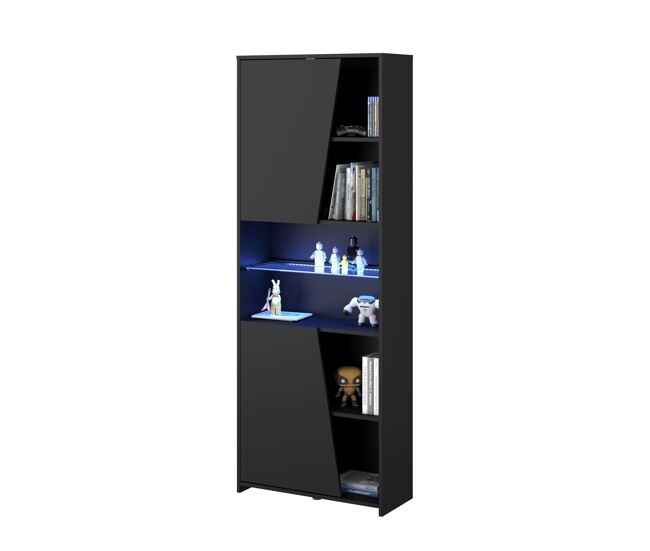 Pacote de móveis gamer com led incluso, em preto, estilo moderno (mesa gamer + 2 prateleiras)