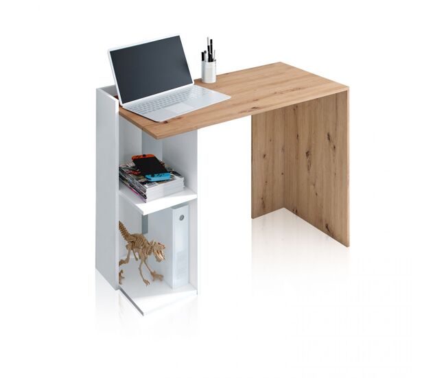 Mesa de escrita dess artik branco (branco mate) - carvalho nodi 100 x 73 x 50 cm