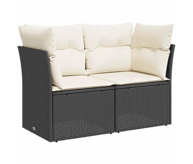 Vidaxl sofá de jardim com almofadões 2 lugares vime pe preto