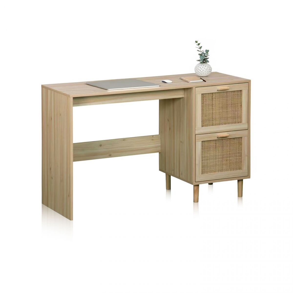 Mesa de estudo fabricada pino - rattan 120 x 75 x 48 cm