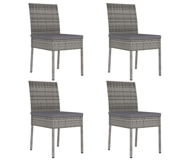 Vidaxl cadeiras de jantar para jardim 4 pcs vime pe cinzento