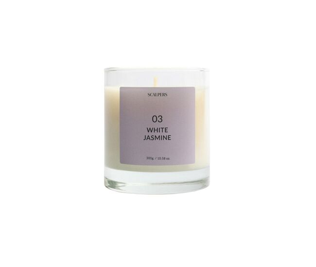 Vela perfumada 300gr aroma jasmim branco scalpers