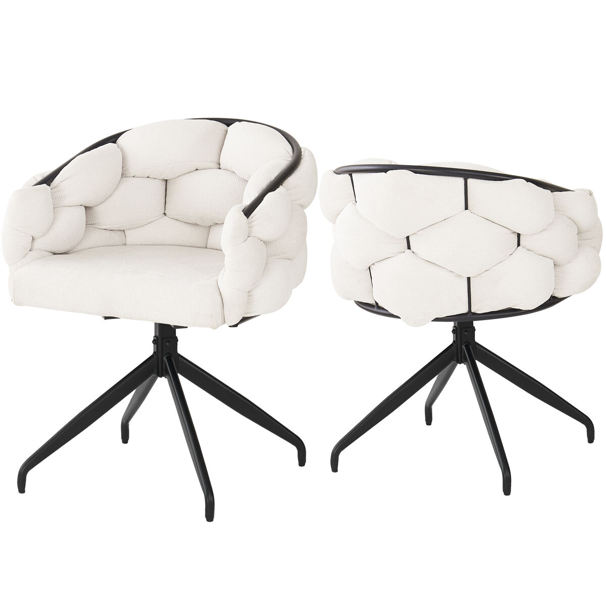 Conjunto de 2 cadeiras giratórias em veludo - estilo moderno - bege