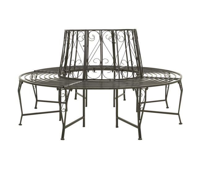 Vidaxl banco de jardim para árvore 160 cm aço