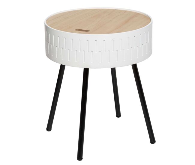 Mesa de centro shiro com tampo redondo em blanc e carvalho, 39 cm