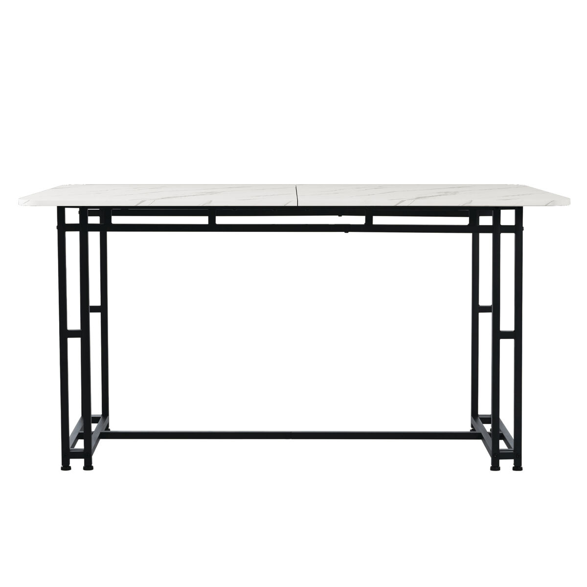 Mesa de jantar - tampo em mármore - pés em metal preto - 140x80cm - preto e branco