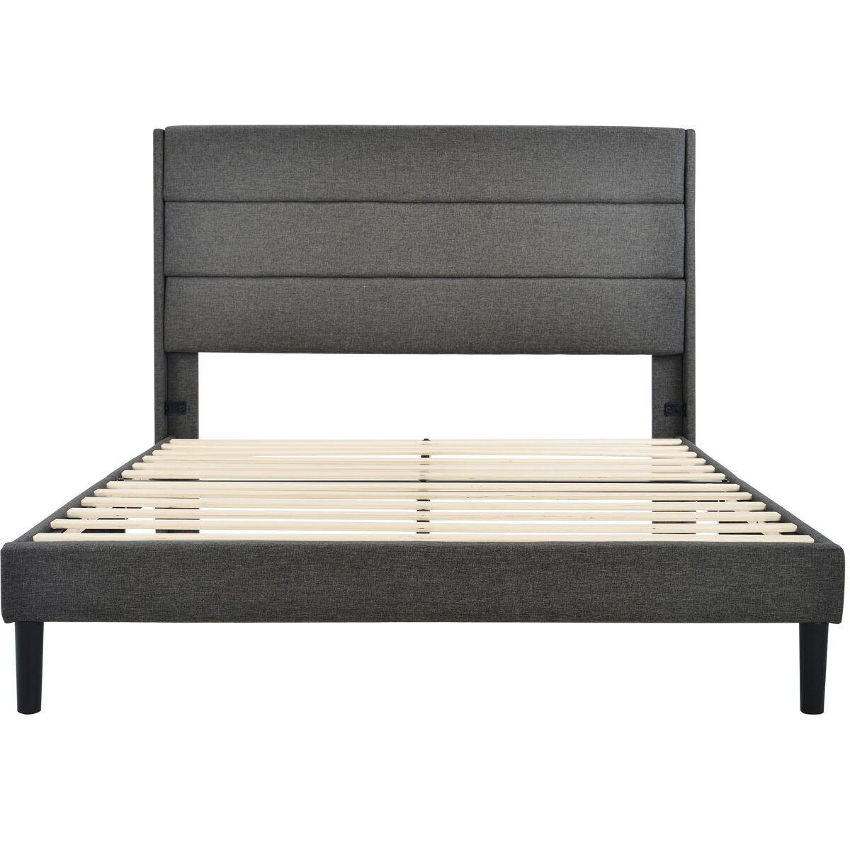 Cama estofada em linho - 140x200cm - estilo contemporâneo - cinzento