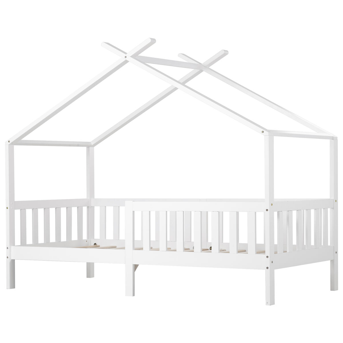 Cama-casa para crianças,cama de solteiro de madeira maciça 90x200cm,branco