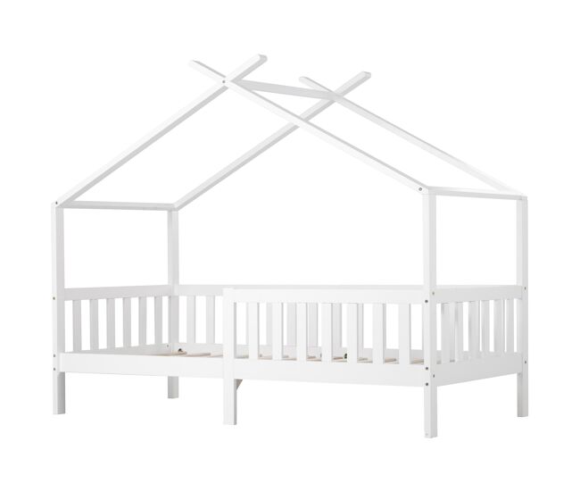 Cama-casa para crianças,cama de solteiro de madeira maciça 90x200cm,branco