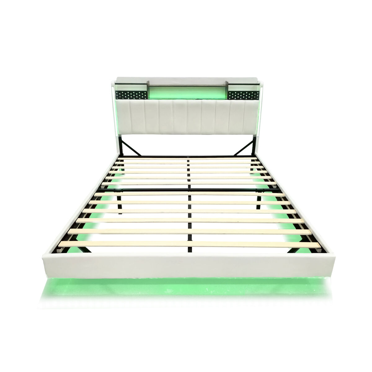 Cama em tecido de linho 140x200 cm - com tomada usb e estrado - bege