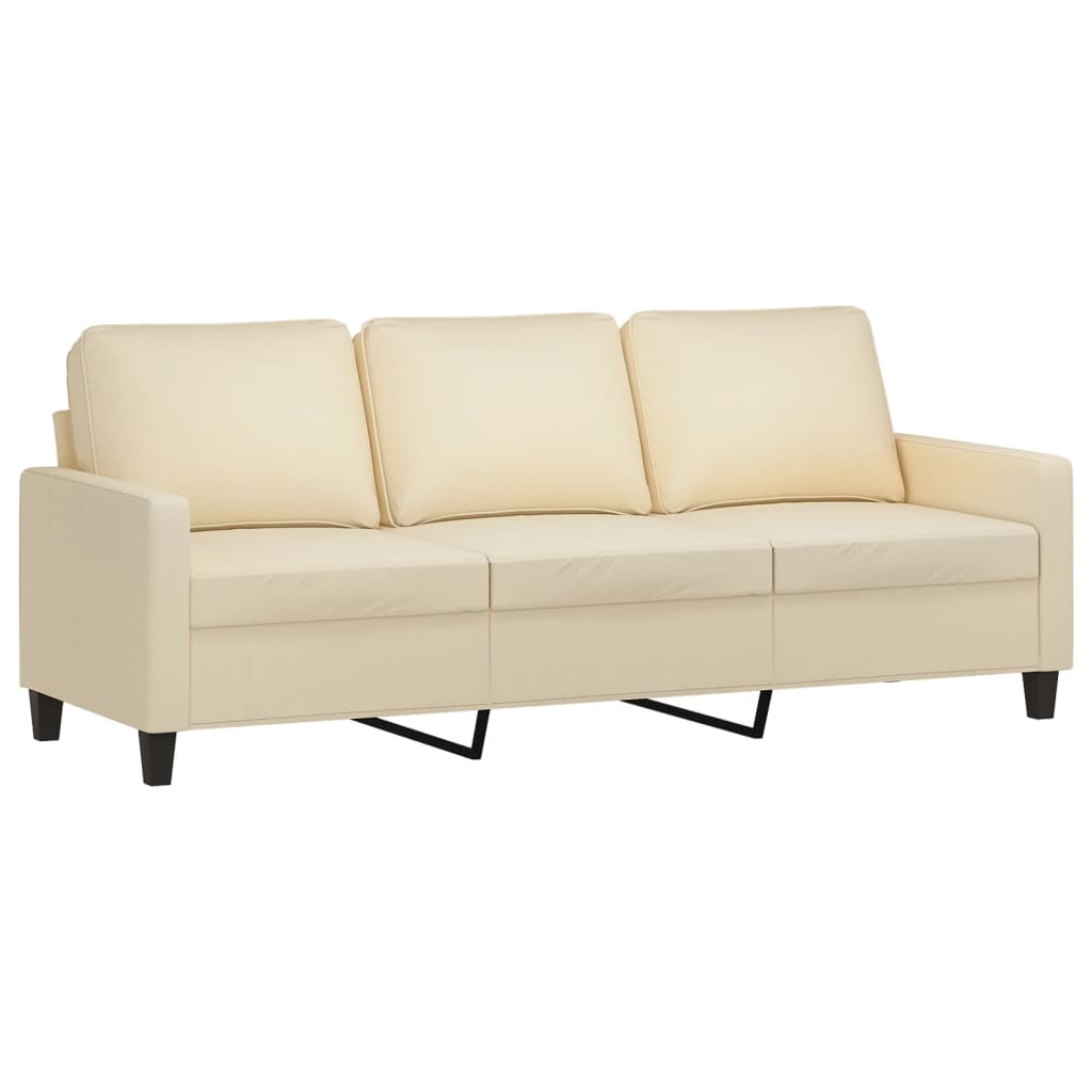 Sofá de 3 lugares - sofá fixo tecido 180 cm cor creme