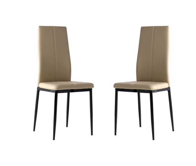 Pacote com 2 cadeiras brea cappuccino em couro sintético, estilo confortável e moderno, cadeiras para sala de jantar, 98x42x47 cm