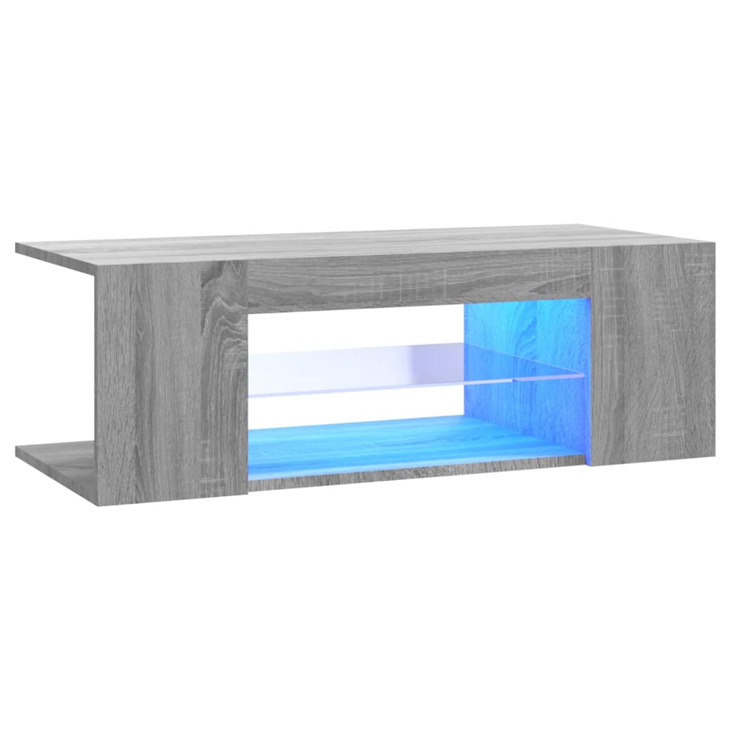 Móvel de tv - modulo de tv - armário de tv com luzes led 90x39x30 cm cinzento sonoma