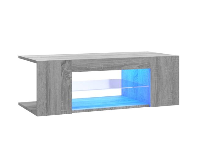 Móvel de tv - modulo de tv - armário de tv com luzes led 90x39x30 cm cinzento sonoma