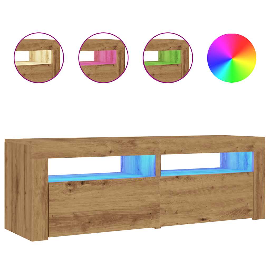 Móvel tv - modulo de tv - armário de tv c/ luzes led derivados de madeira carvalho artisiano