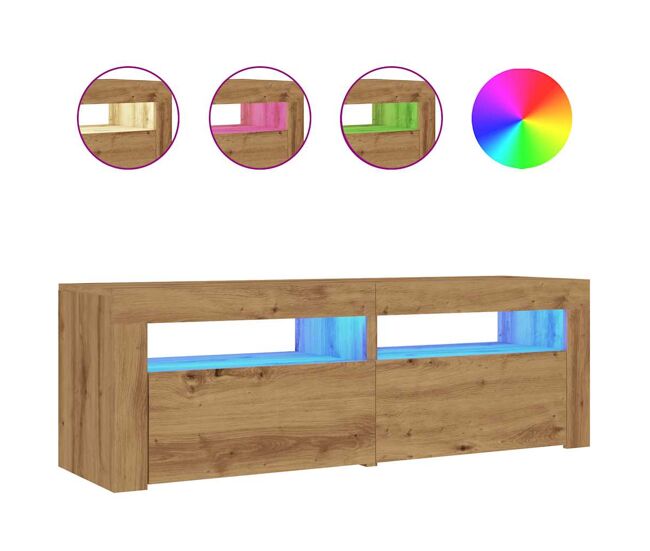 Móvel tv - modulo de tv - armário de tv c/ luzes led derivados de madeira carvalho artisiano