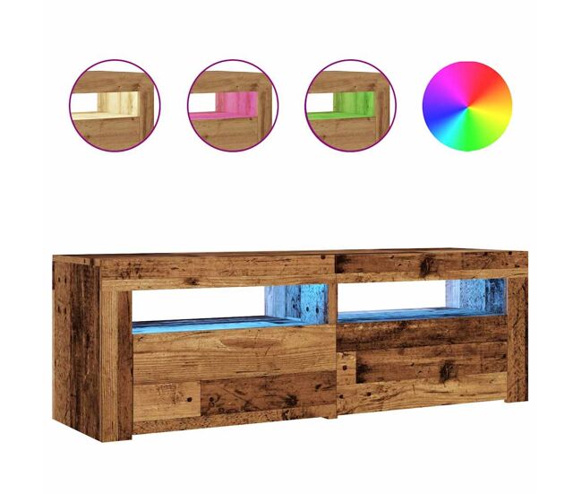 Móvel de tv - modulo de tv - armário de tv com luzes led derivados de madeira madeira velha