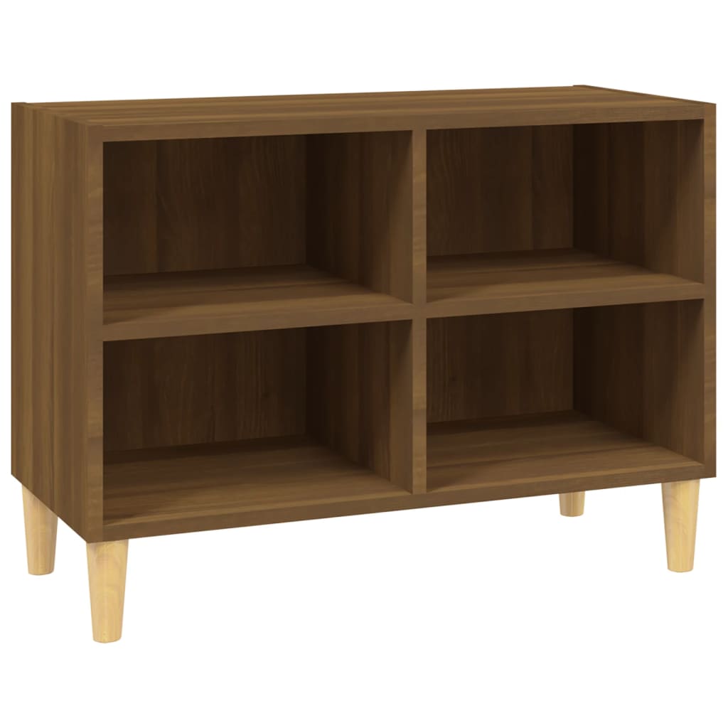 Móvel tv - modulo de tv - armário de tv pernas madeira maciça 69,5x30x50 cm carvalho castanho