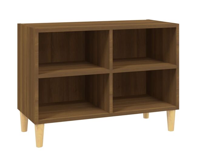 Móvel tv - modulo de tv - armário de tv pernas madeira maciça 69,5x30x50 cm carvalho castanho