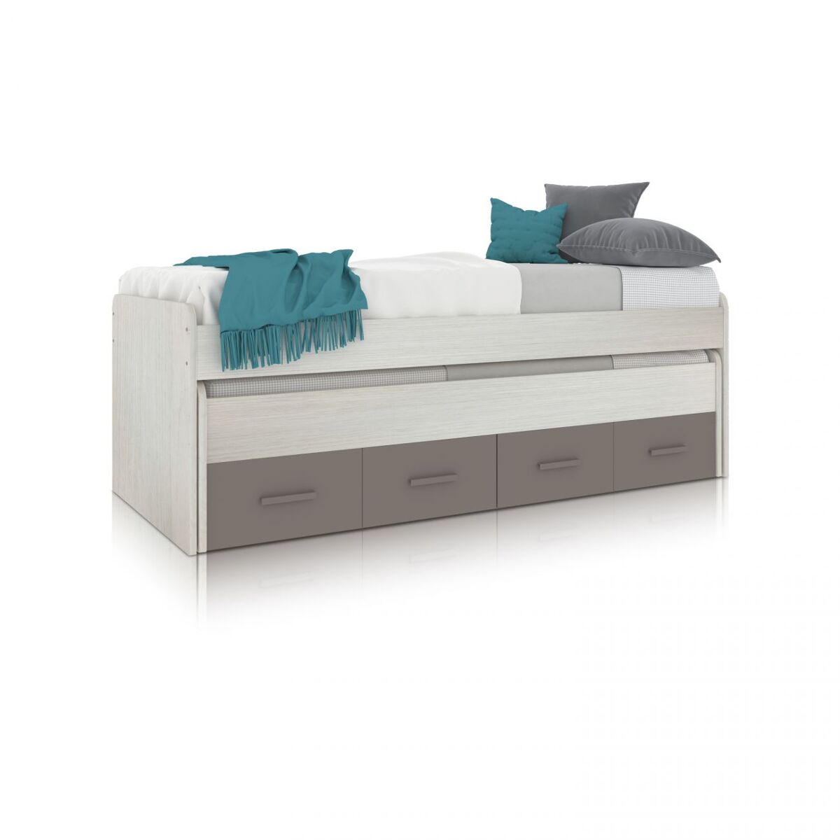 Cama de casal juvenil axim alpes brancos - basalto 198 x 69 x 96 cm