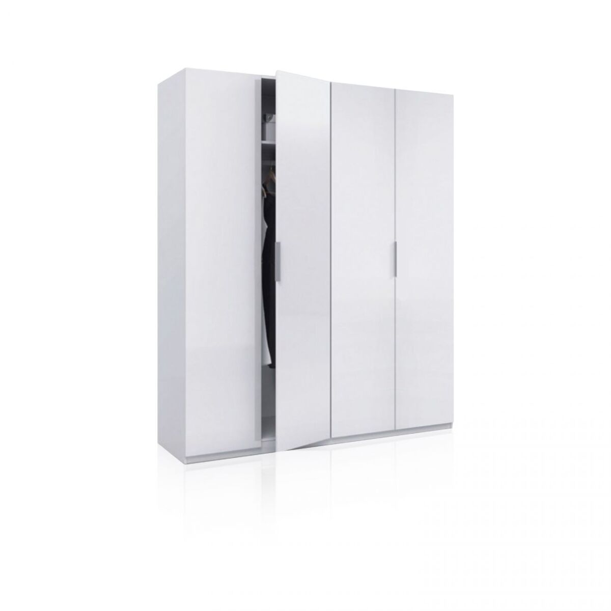 Armário de grandes dimensões com 4 portas, 180 x 200 cm, belar branco brilhante 180 x 200 x 52 cm