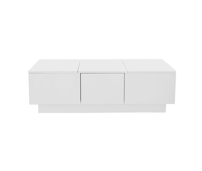 Mesa de centro - 2 gavetas e 2 cómodas - aglomerado de partículas - branco