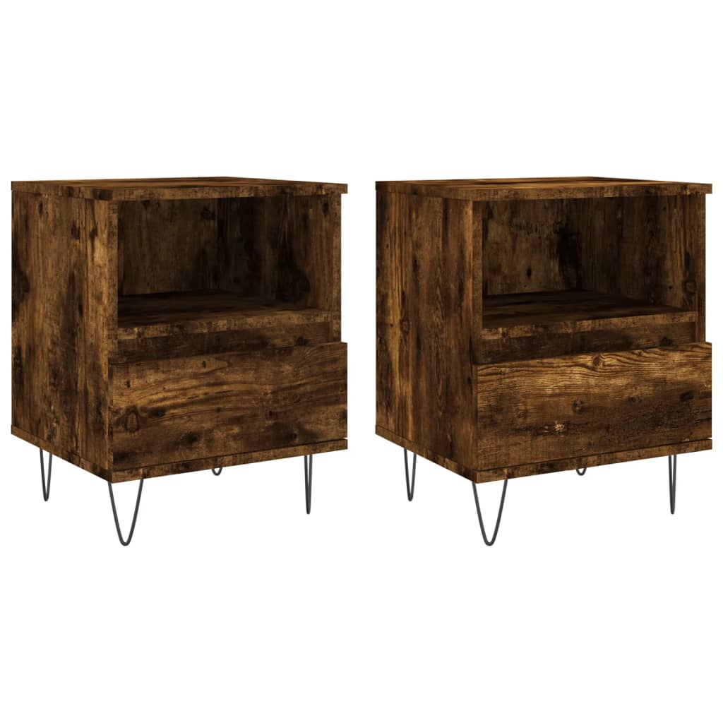 Vidaxl mesas de cabeceira 2 pcs derivados de madeira carvalho fumado