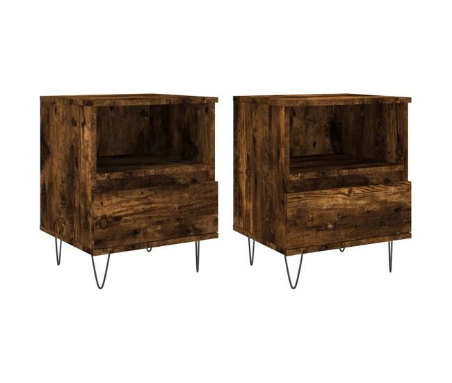 Vidaxl mesas de cabeceira 2 pcs derivados de madeira carvalho fumado