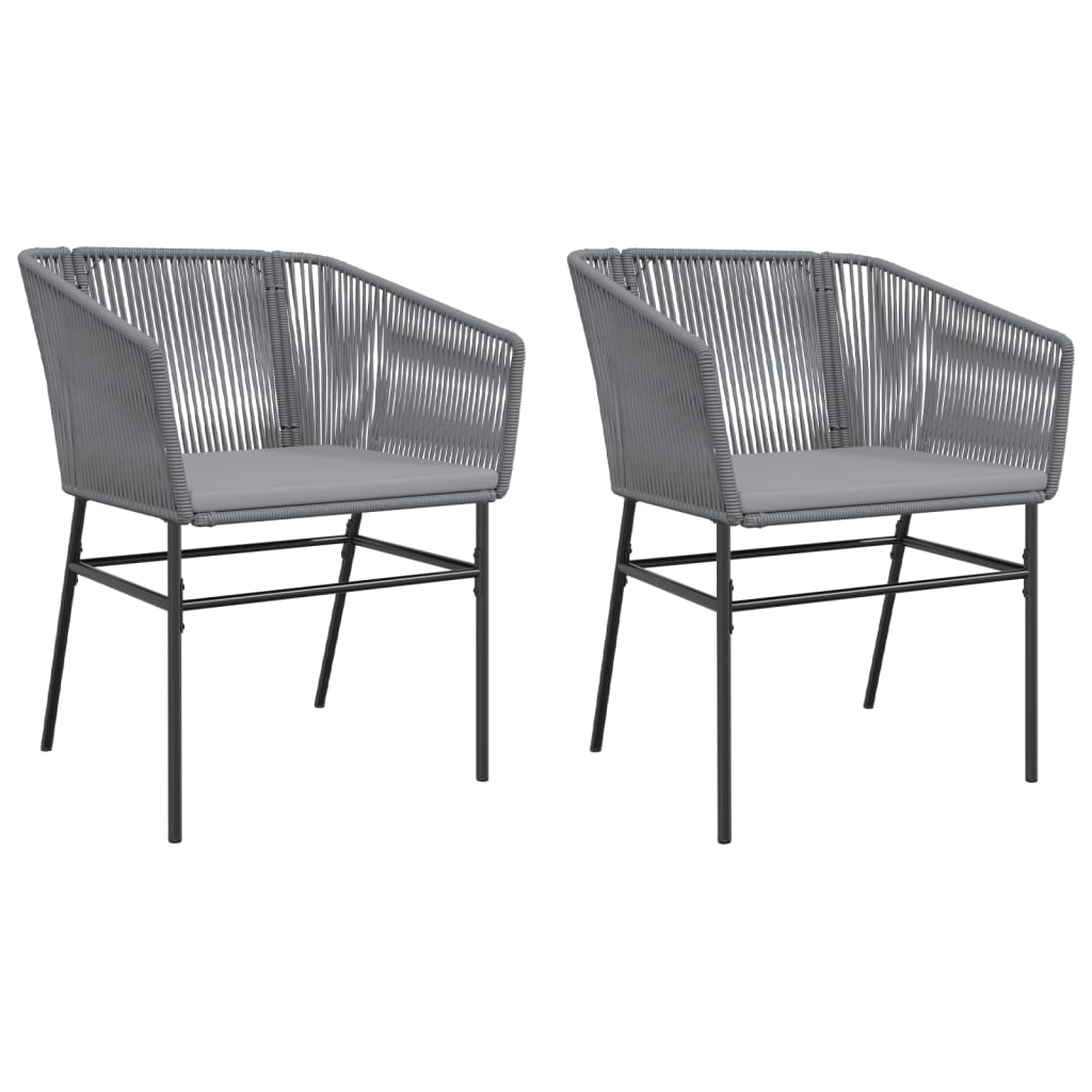 Vidaxl cadeiras de jardim 2 pcs c/ almofadões vime pe cinzento
