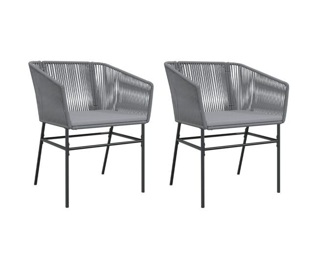 Vidaxl cadeiras de jardim 2 pcs c/ almofadões vime pe cinzento