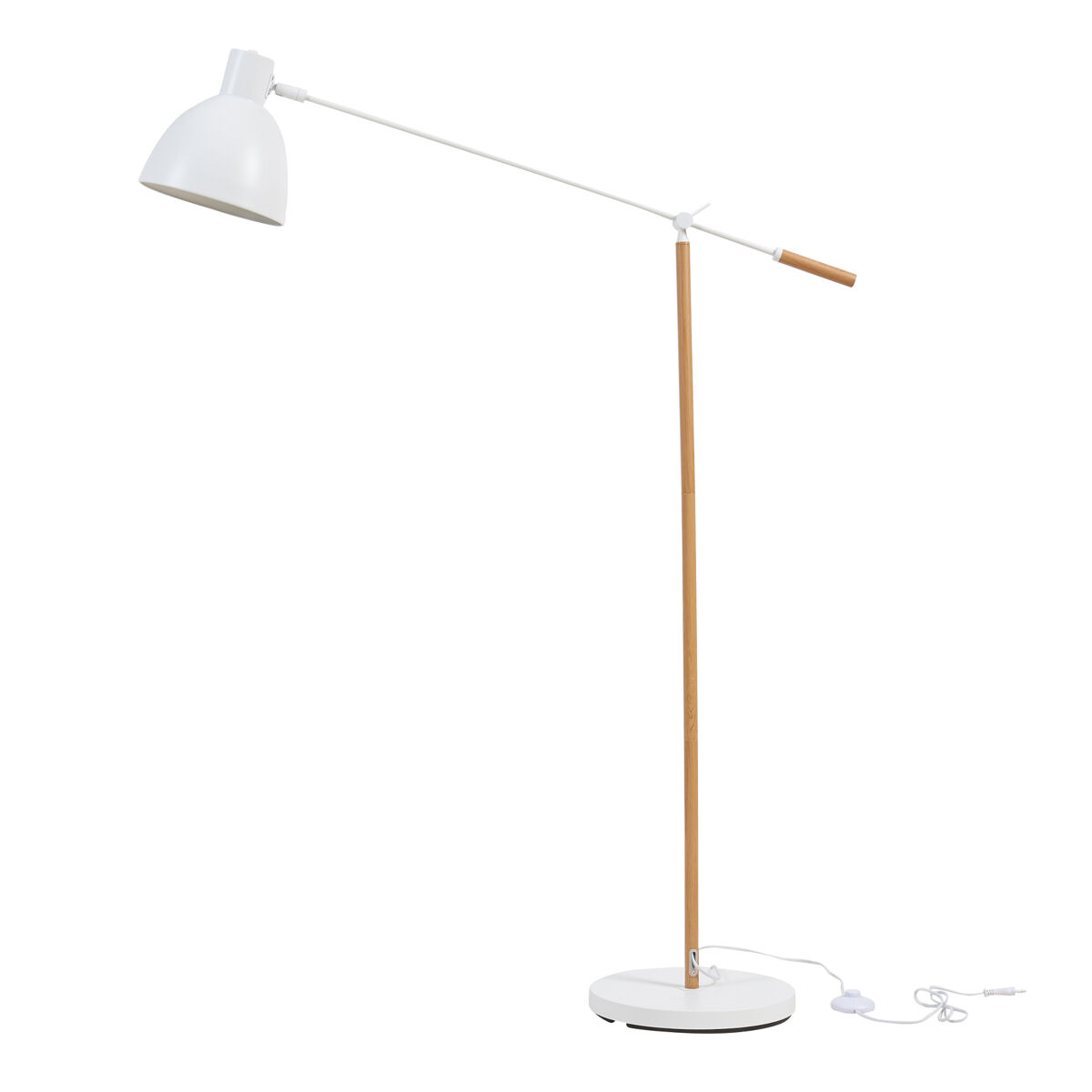 Candeeiro de pé metálico banchory 163 cm efeito madeira/branco [lux.pro]
