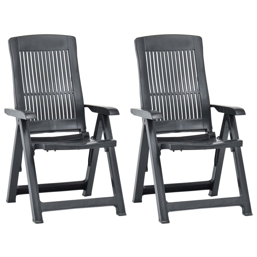 Vidaxl cadeiras de jardim reclináveis 2 pcs plástico antracite