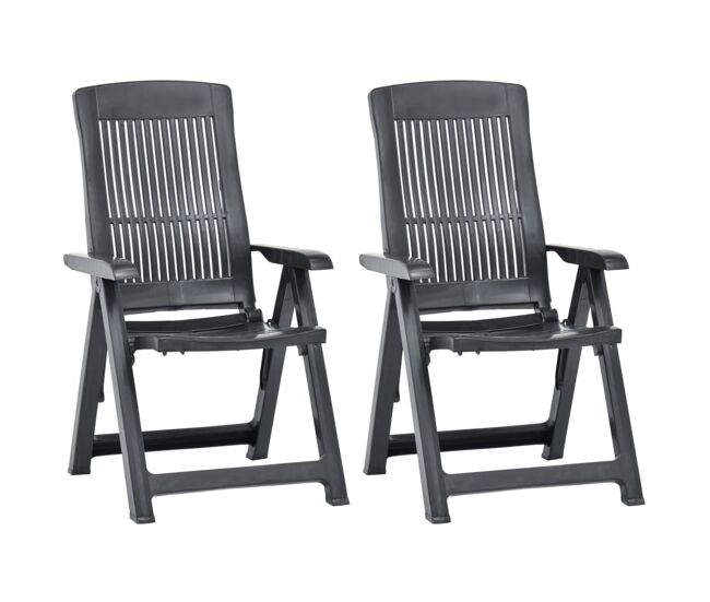 Vidaxl cadeiras de jardim reclináveis 2 pcs plástico antracite