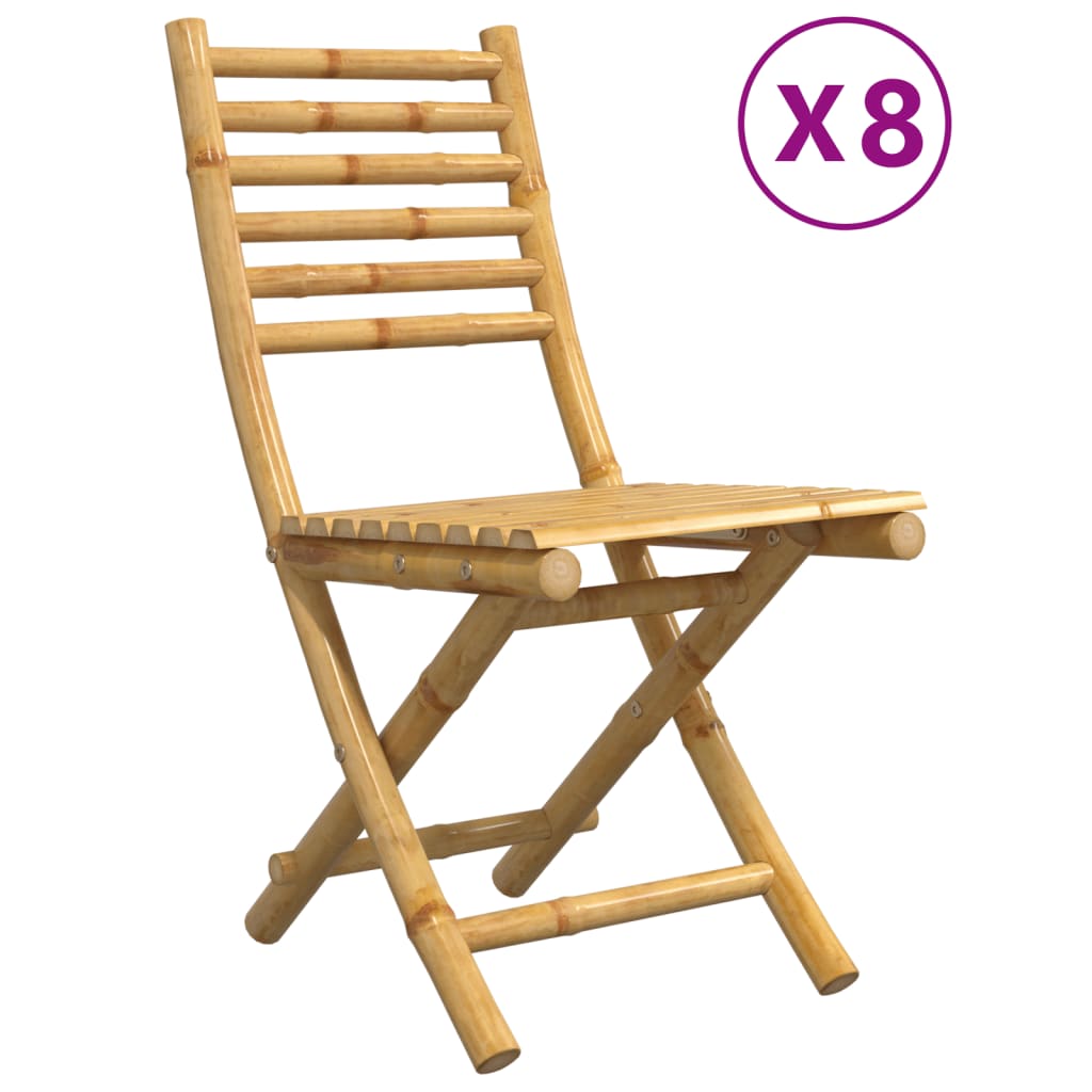 Vidaxl cadeiras de jardim dobráveis 8 pcs 43x54x88 cm bambu