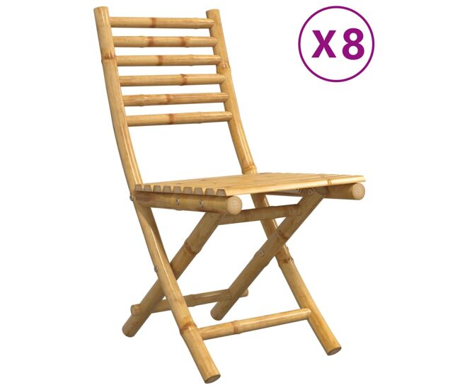 Vidaxl cadeiras de jardim dobráveis 8 pcs 43x54x88 cm bambu